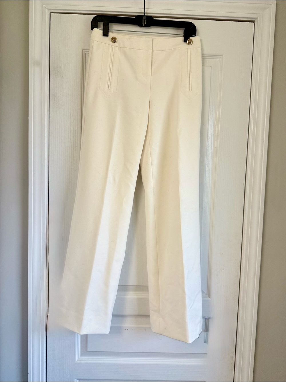 The Limited Cream Wide-Leg Trousers with Gold Buttons
